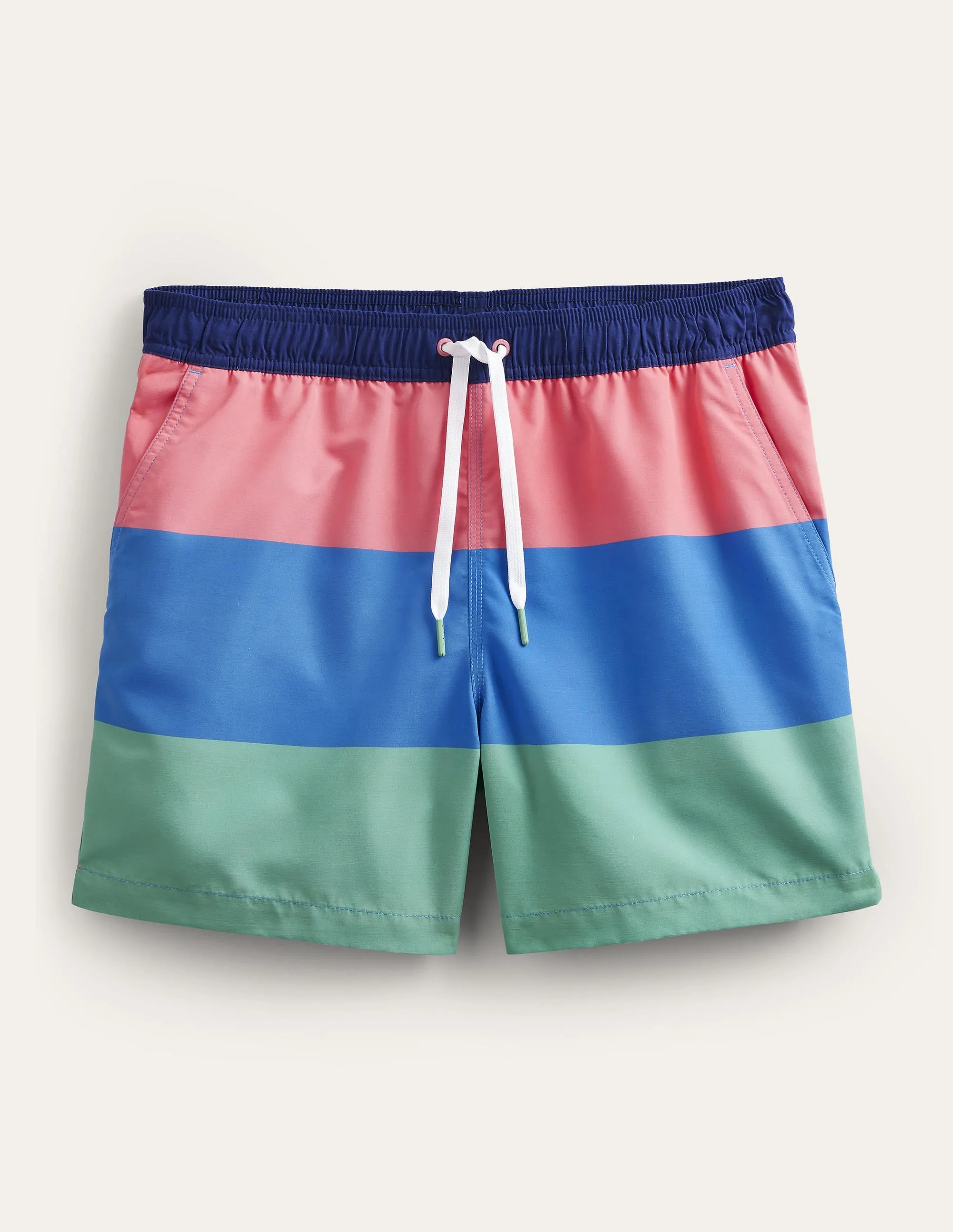 Elasticated Waist Swim Short-Pink Grapefruit Multi Stripe