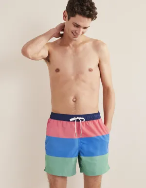 Elasticated Waist Swim Short-Pink Grapefruit Multi Stripe