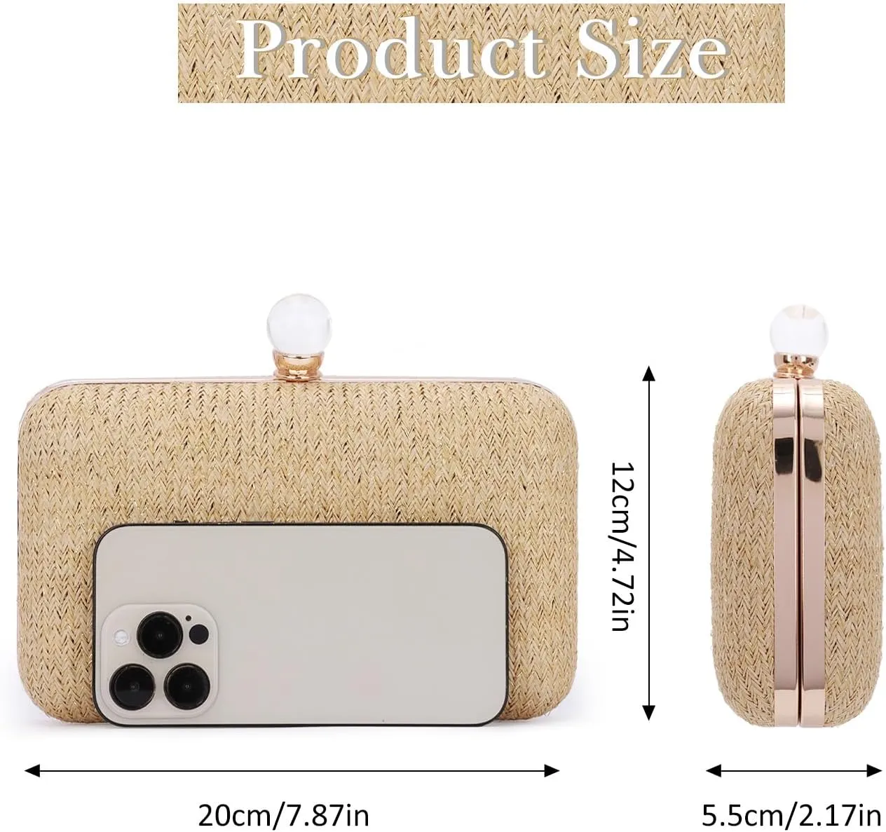 Emprier Straw Clutch Purse for Women Raffia Crossbody Handbags Summer Woven Purses Envelope Handbag