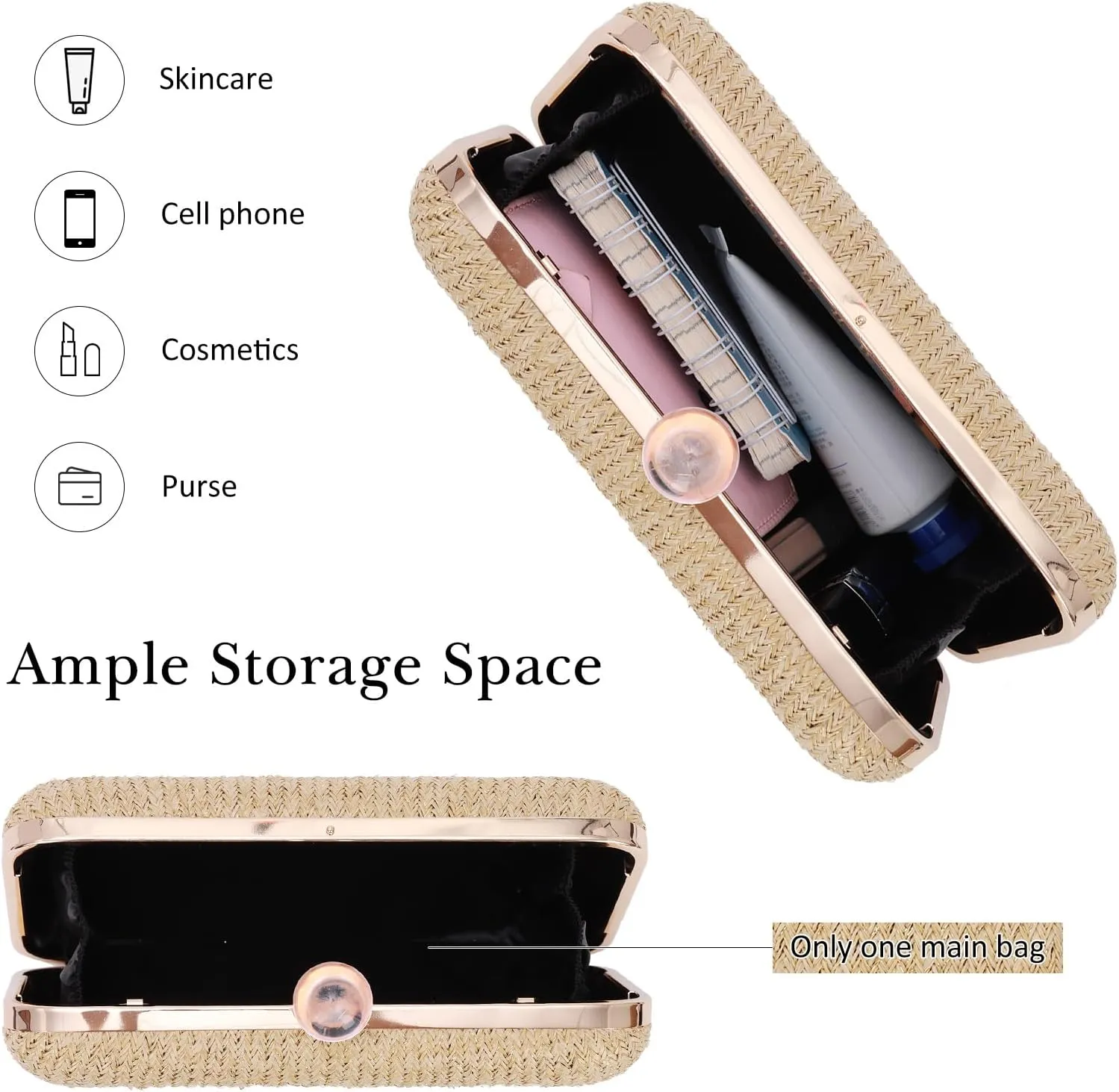 Emprier Straw Clutch Purse for Women Raffia Crossbody Handbags Summer Woven Purses Envelope Handbag