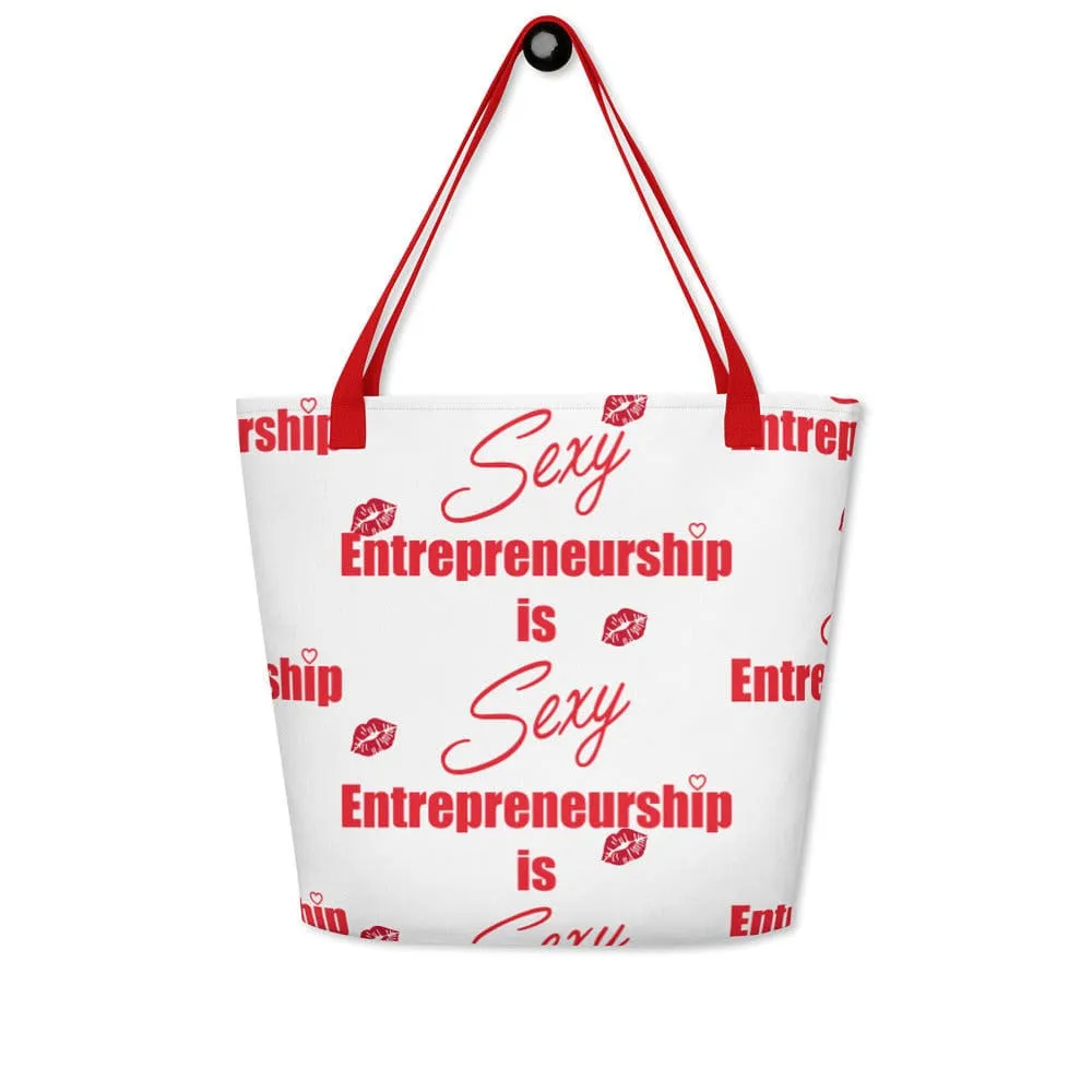 Entrepreneurship is Sexy Kisses All-Over Print Large Tote Bag
