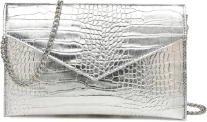 Envelope Clutch Purse for Women Leather Handbag Evening Bag with Detachable Chain for Wedding Party Prom
