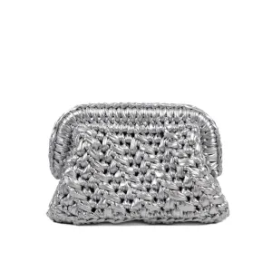 Erika Metallic Clutch - Frosted Silver
