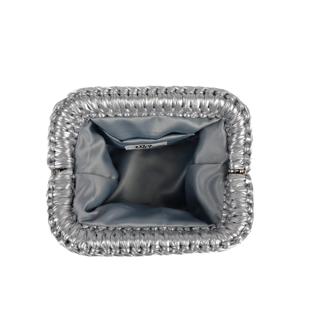 Erika Metallic Clutch - Frosted Silver