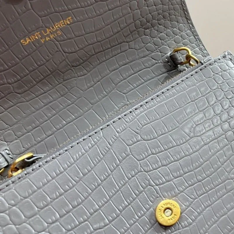 ESMEE - Small Kate Tassel Bag With Chain Croc Grey