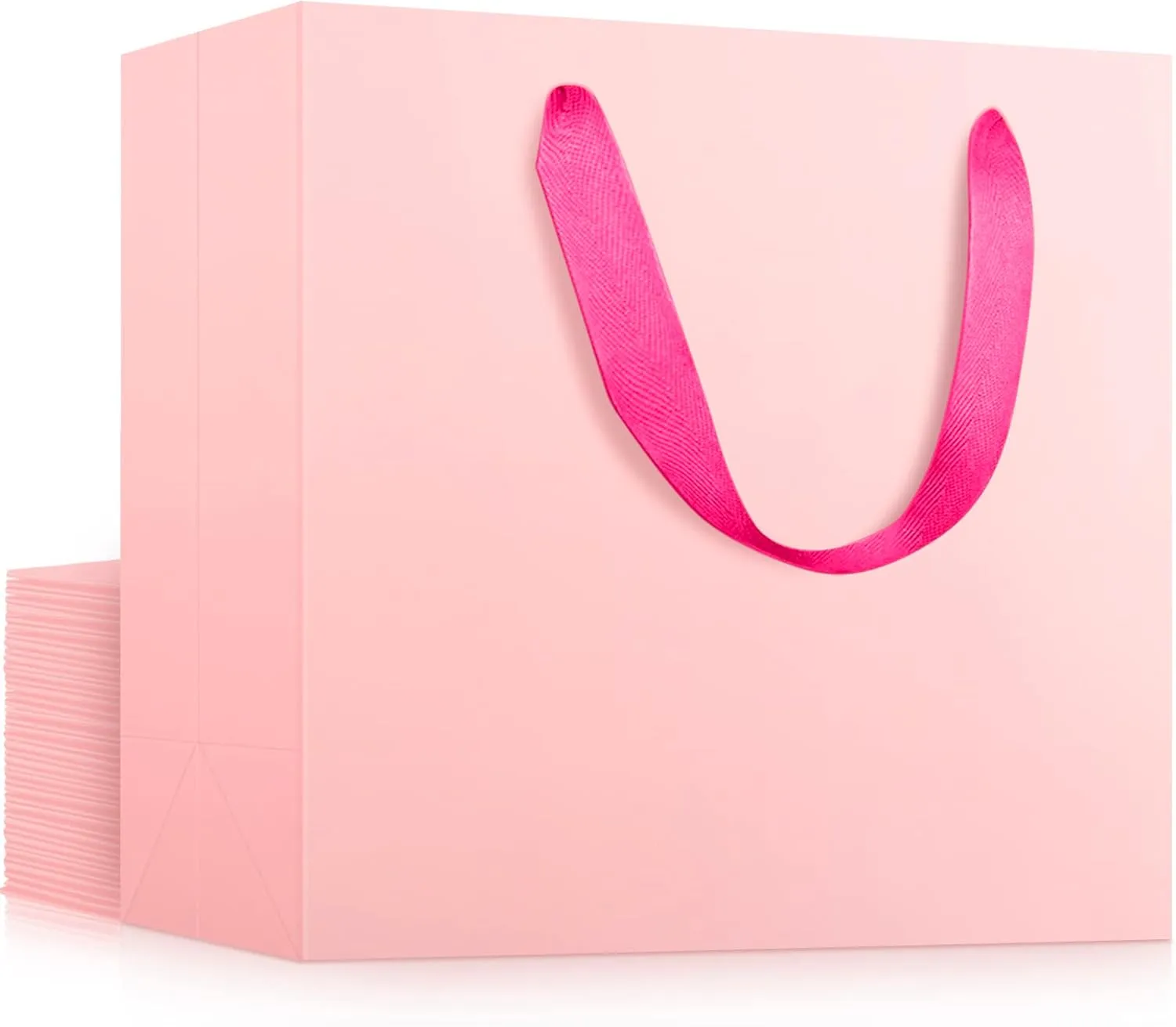 EUSOAR Shopping Bags for Gifts, 8.6x3.9x7 Inches 20pcs Handled Paper Bags, Pink Recyclable Sturdy Kraft Bag for Boutique Business, Craft, Birthday Present