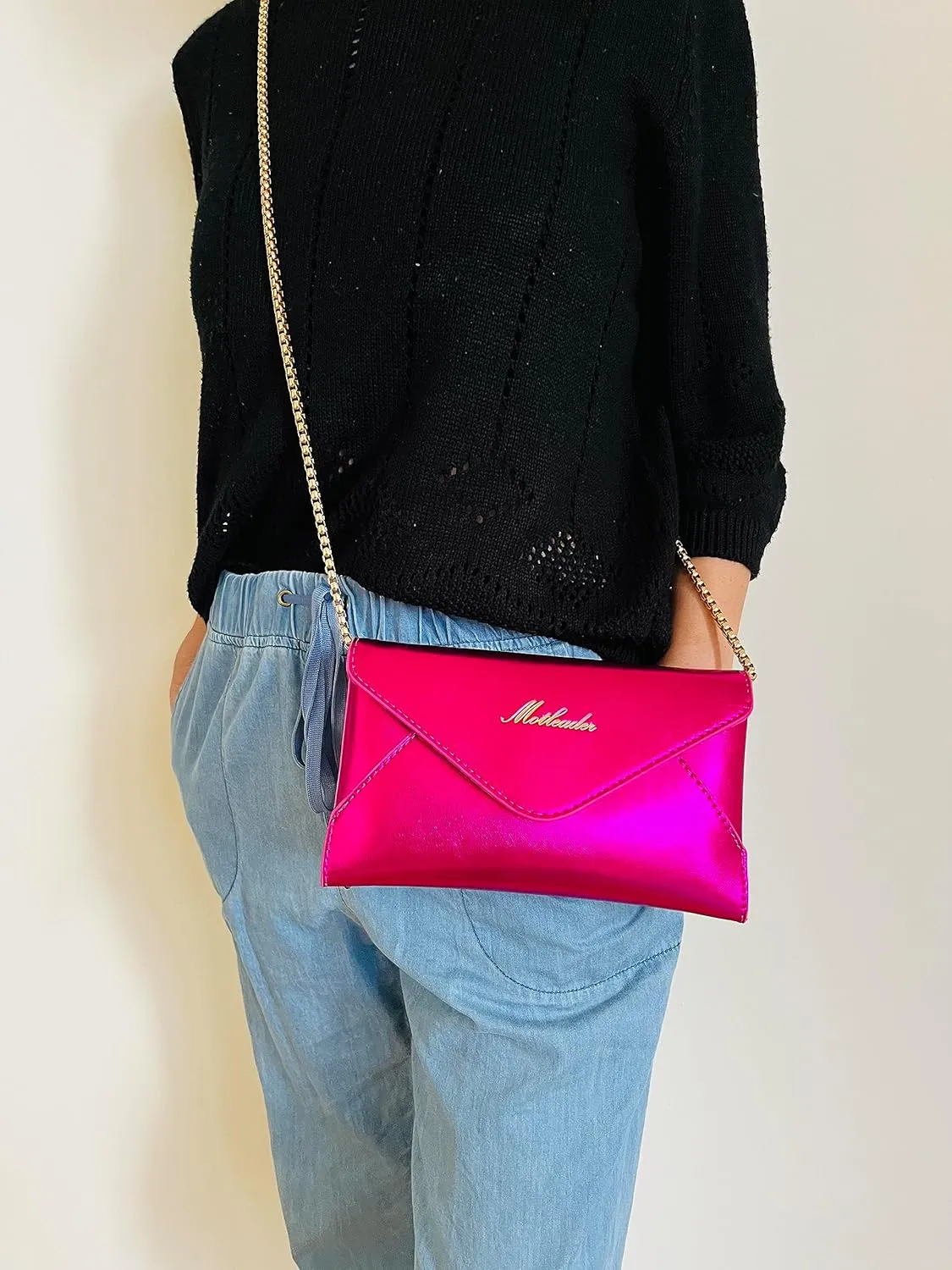 Evening Bag Envelope Clutch Purses for Women Metallic Leather Small Crossbody Bags Sparkle Purse for Prom Wedding