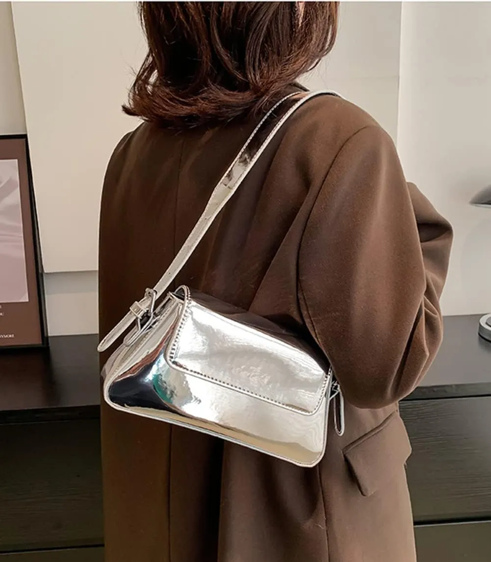 Evening Bag Women Clutch Y2k Sparkly Silver Purse Tote Handbag Shoulder Party Purses Cute Metallic Crossbody Bags 2025