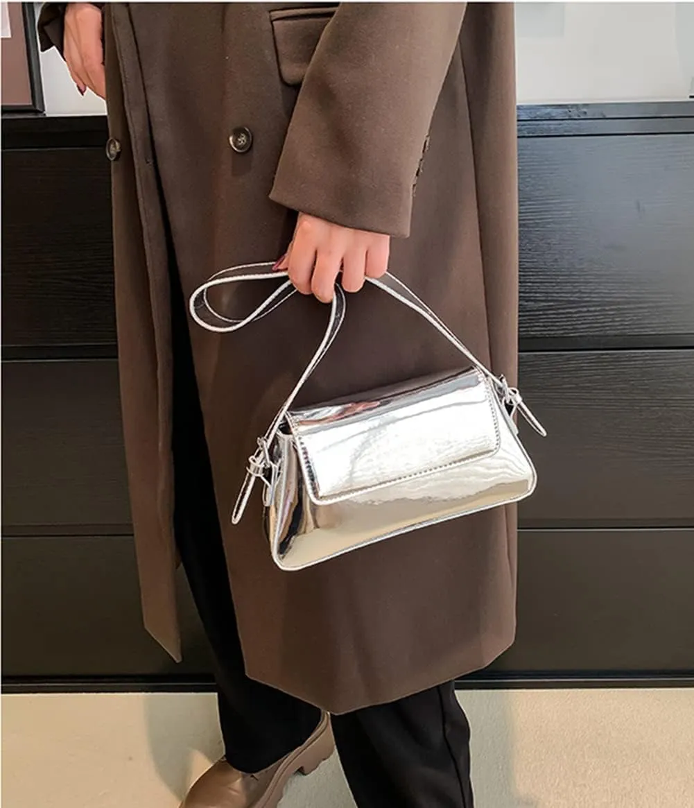 Evening Bag Women Clutch Y2k Sparkly Silver Purse Tote Handbag Shoulder Party Purses Cute Metallic Crossbody Bags 2025