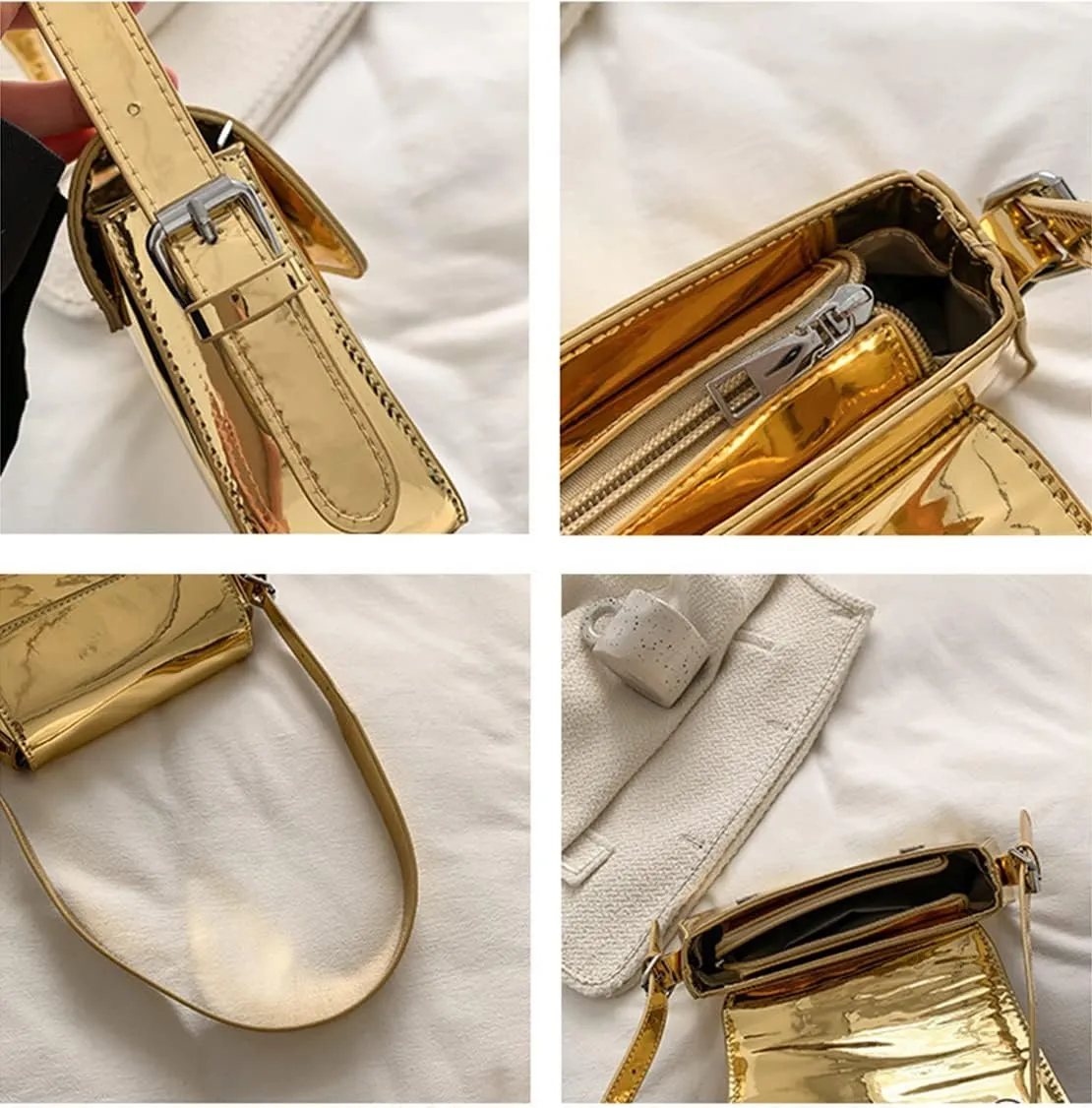 Evening Bag Women Clutch Y2k Sparkly Silver Purse Tote Handbag Shoulder Party Purses Cute Metallic Crossbody Bags 2025