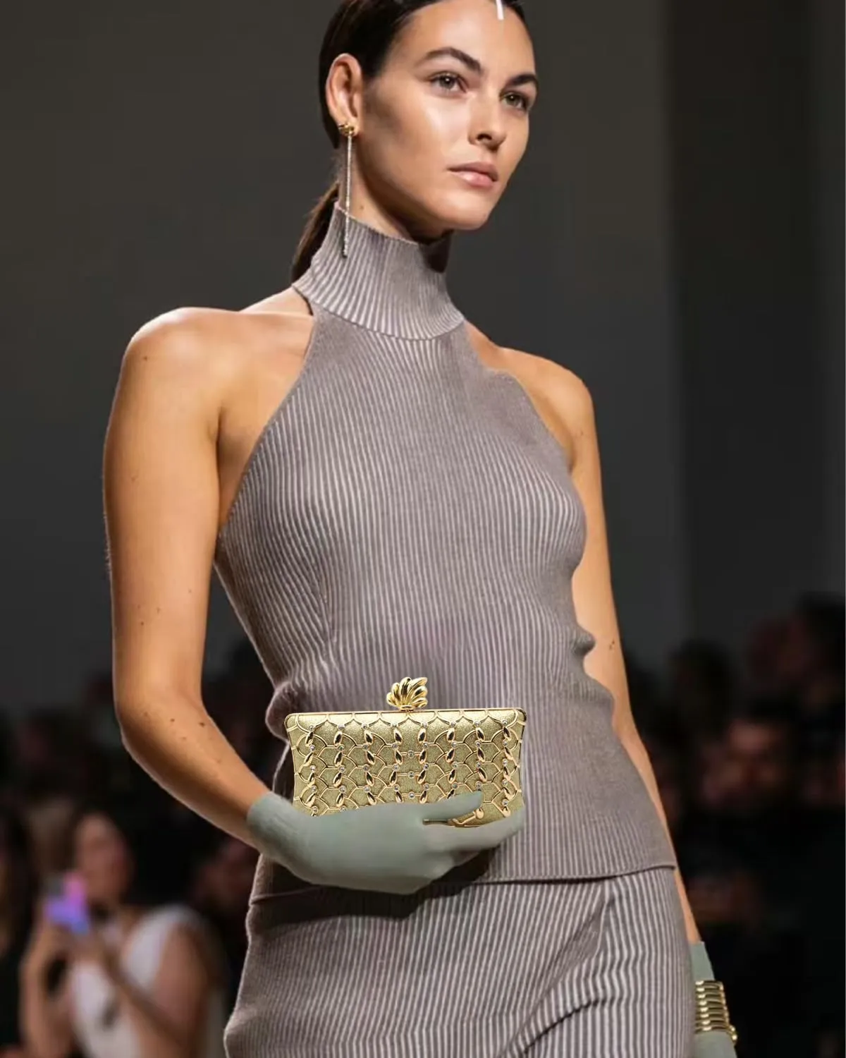 Evening Clutch Purse for Women Formal, Metallic Evening Handbags Metal Chain Shoulder Bag, Rhinestone Purse