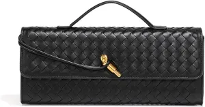 Evening Woven Crossbody Bags for Women Casual Fashion Shoulder Handbag Vegan Leather Clutch Purse