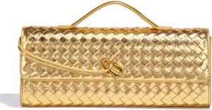 Evening Woven Handbag for Women Casual Fashion Crossbody Bags Vegan Leather Shoulder Handbag for Cocktail Party, Work