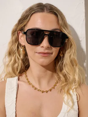 Eyelet Aviator Sunglasses in Black