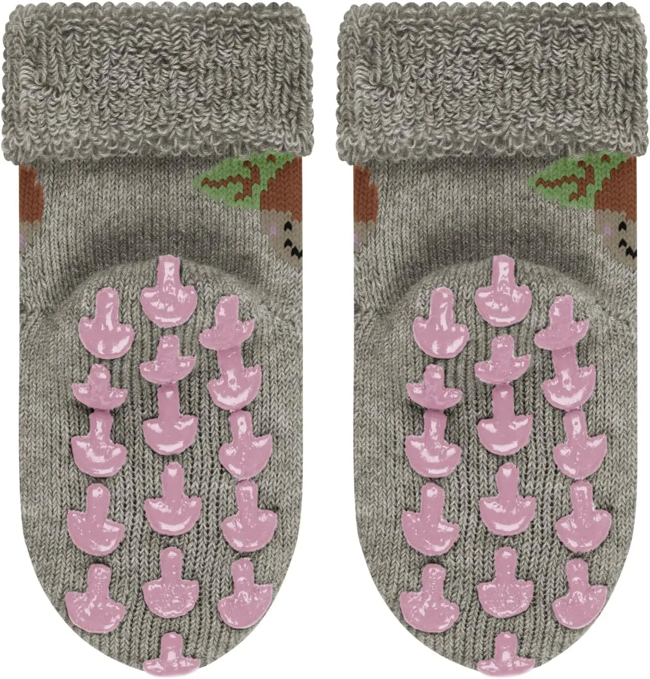 FALKE Unisex-Baby Unisex Baby Cosy Acorn Durable Organic Cotton with Pattern and Non-Slip Studs 1 Pair Socks