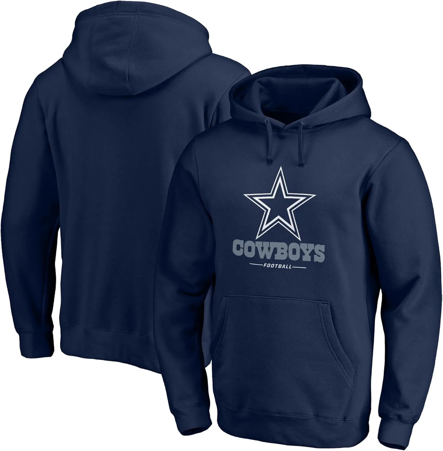 Fanatics Men's Navy Dallas Cowboys Logo Team Lockup Fitted Pullover Hoodie