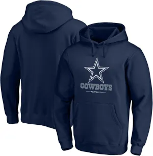 Fanatics Men's Navy Dallas Cowboys Logo Team Lockup Fitted Pullover Hoodie