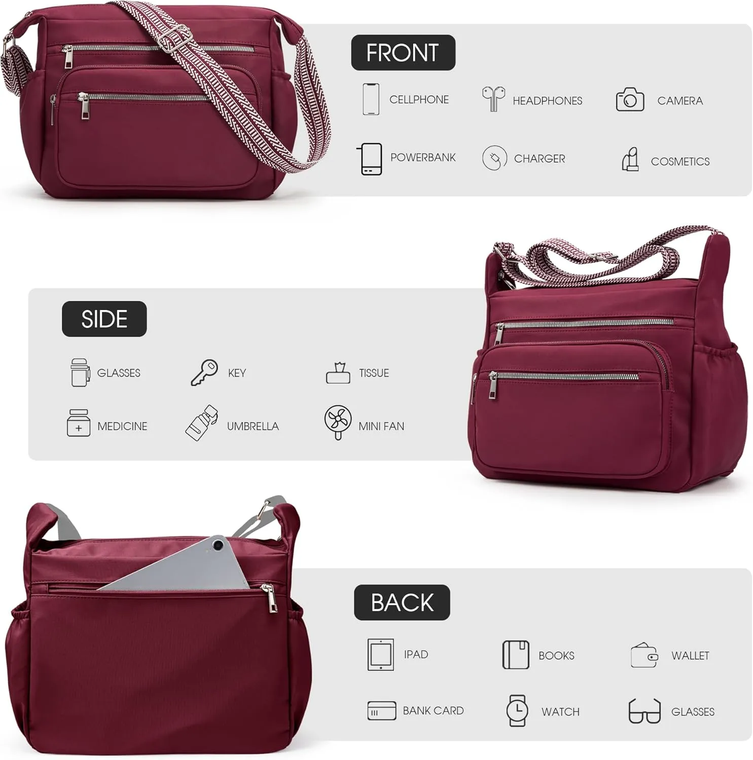 Fancy Forest Tote Bag for Women - Shoulder Handbag Bag with Multiple Pockets, Crossbody Purse for Ladies' Travel, Work