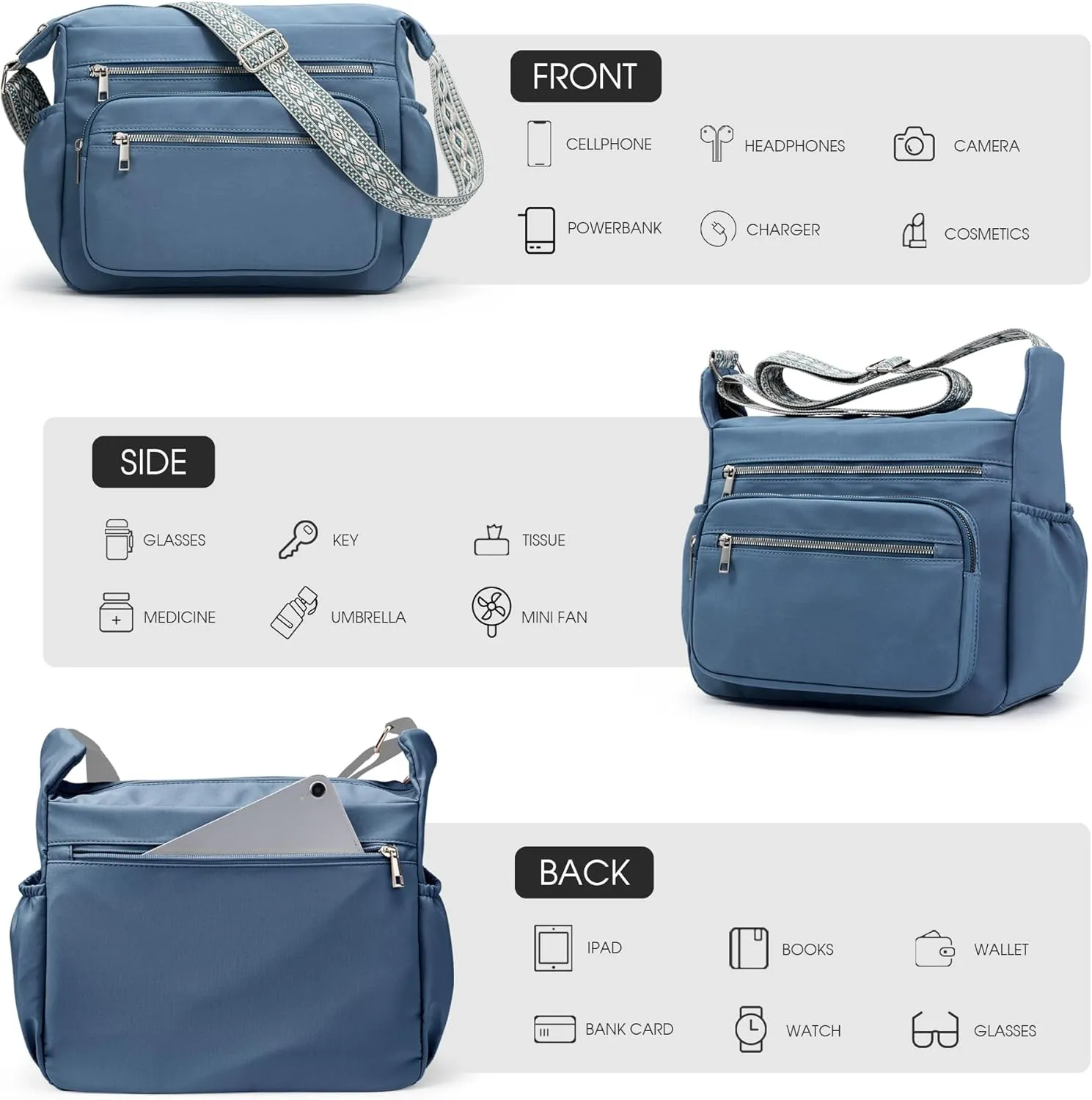 Fancy Forest Tote Bag for Women - Shoulder Handbag Bag with Multiple Pockets, Crossbody Purse for Ladies' Travel, Work