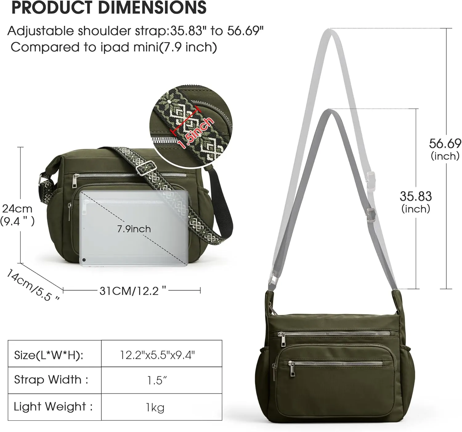 Fancy Forest Tote Bag for Women - Shoulder Handbag Bag with Multiple Pockets, Crossbody Purse for Ladies' Travel, Work