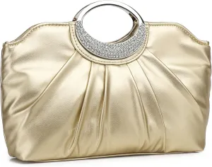 Fashion Clutch Purses Elegant Pleated for Women Formal/Casual, Fashion PU Leather Purse for Prom, Cocktail and Wedding