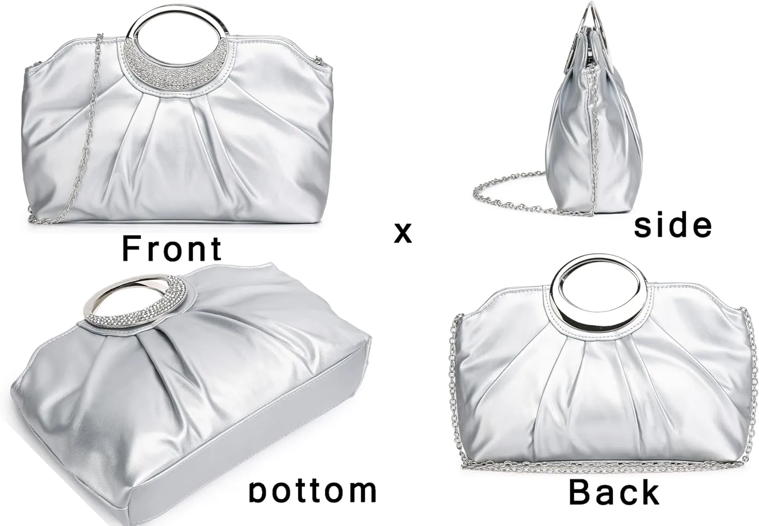 Fashion Clutch Purses Elegant Pleated for Women Formal/Casual, Fashion PU Leather Purse for Prom, Cocktail and Wedding