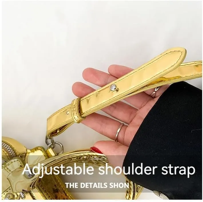Fashion Crossbody Bag for Women, Shiny Y2K Shoulder Bag Handbags Top Handle Bag Women Ladies Grunge Sling Purse Casual (golden)