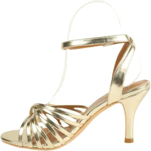 Fashion Thirsty Womens/Ladies Cyprus Metallic Multi Crossover Strap Wide Mid Heel Sandals (9 Wide) (Gold)