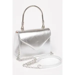 FASHNZFAB Metallic Top Handle Crossbody Swing Clutch