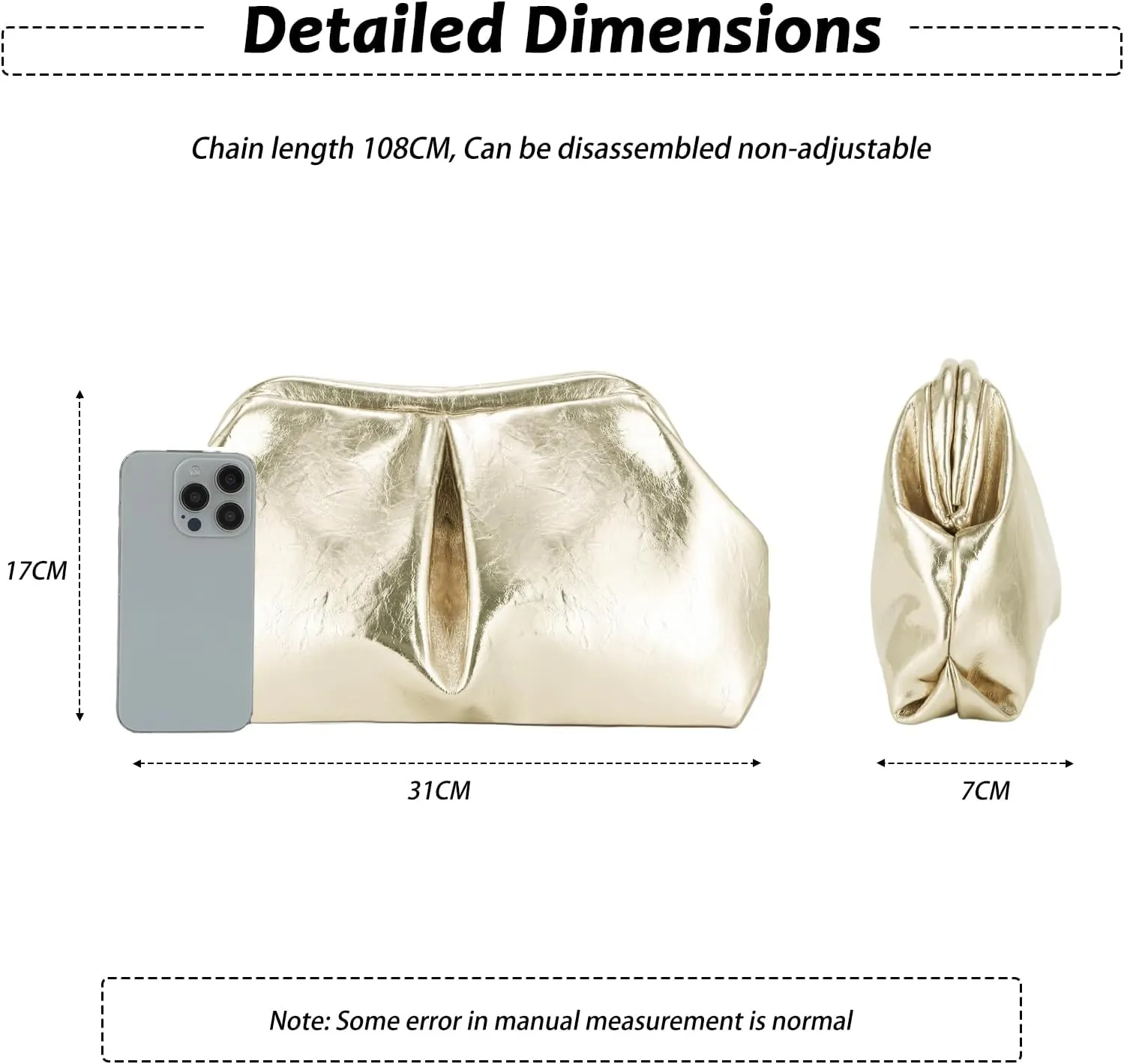 Fecialy Women's PU Leather Clutch Purse Ruched Handbags Formal Evening Bag Chic Soft Dumpling Crossbody Bag Party Wedding