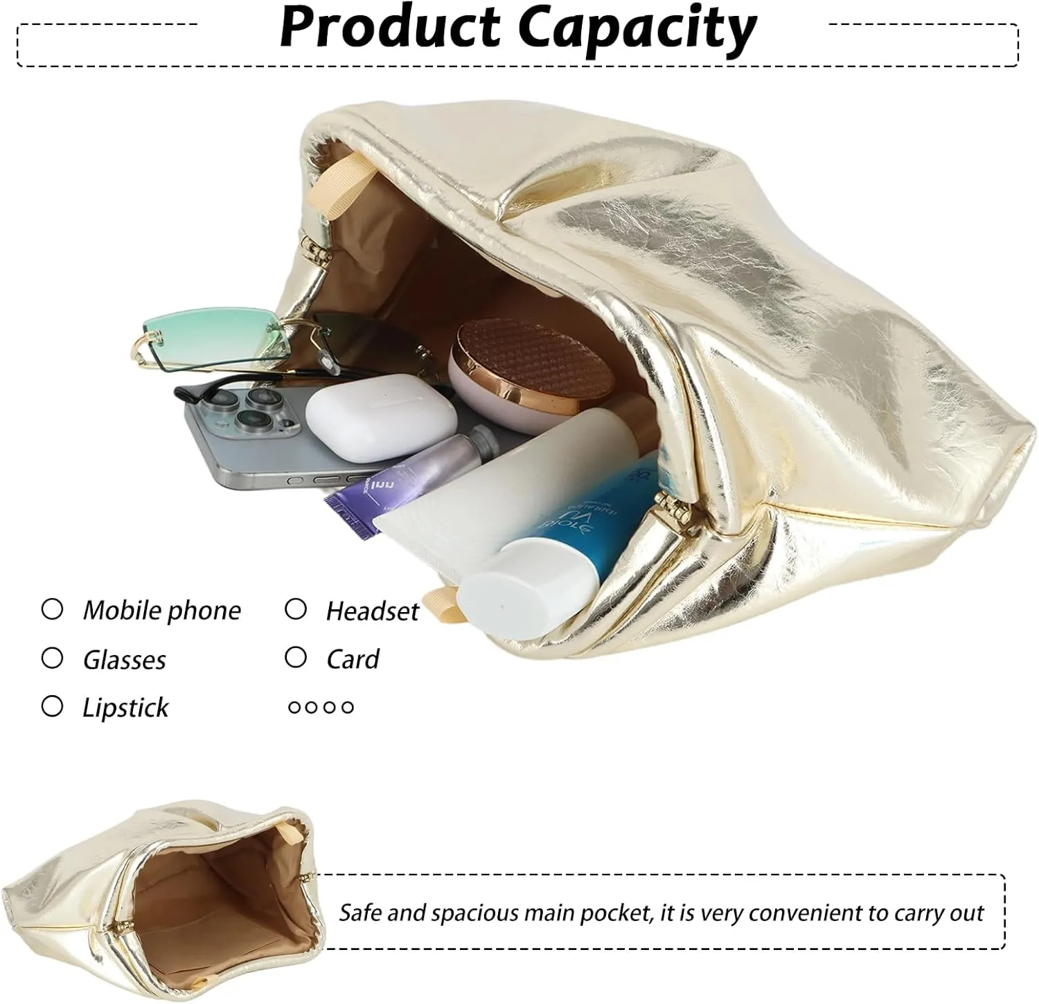 Fecialy Women's PU Leather Clutch Purse Ruched Handbags Formal Evening Bag Chic Soft Dumpling Crossbody Bag Party Wedding