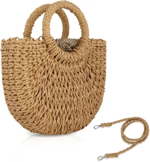 FENBEN Straw Hobo Bags for Women Small Crossbody Bag Beach Purse Weave Shoulder Handbag Rattan
