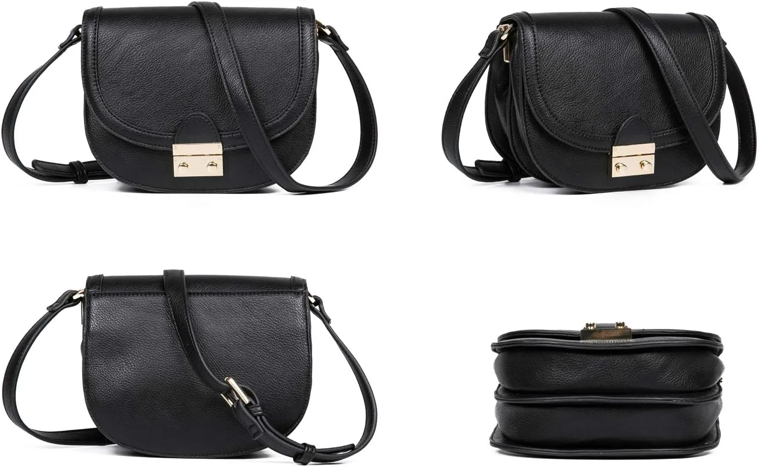 FEVERSOLE Crossbody Bag Vegan Leather Women Retro Small Saddle Satchel Shoulder Bag Tote With Long Adjustable Strap
