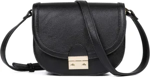 FEVERSOLE Crossbody Bag Vegan Leather Women Retro Small Saddle Satchel Shoulder Bag Tote With Long Adjustable Strap