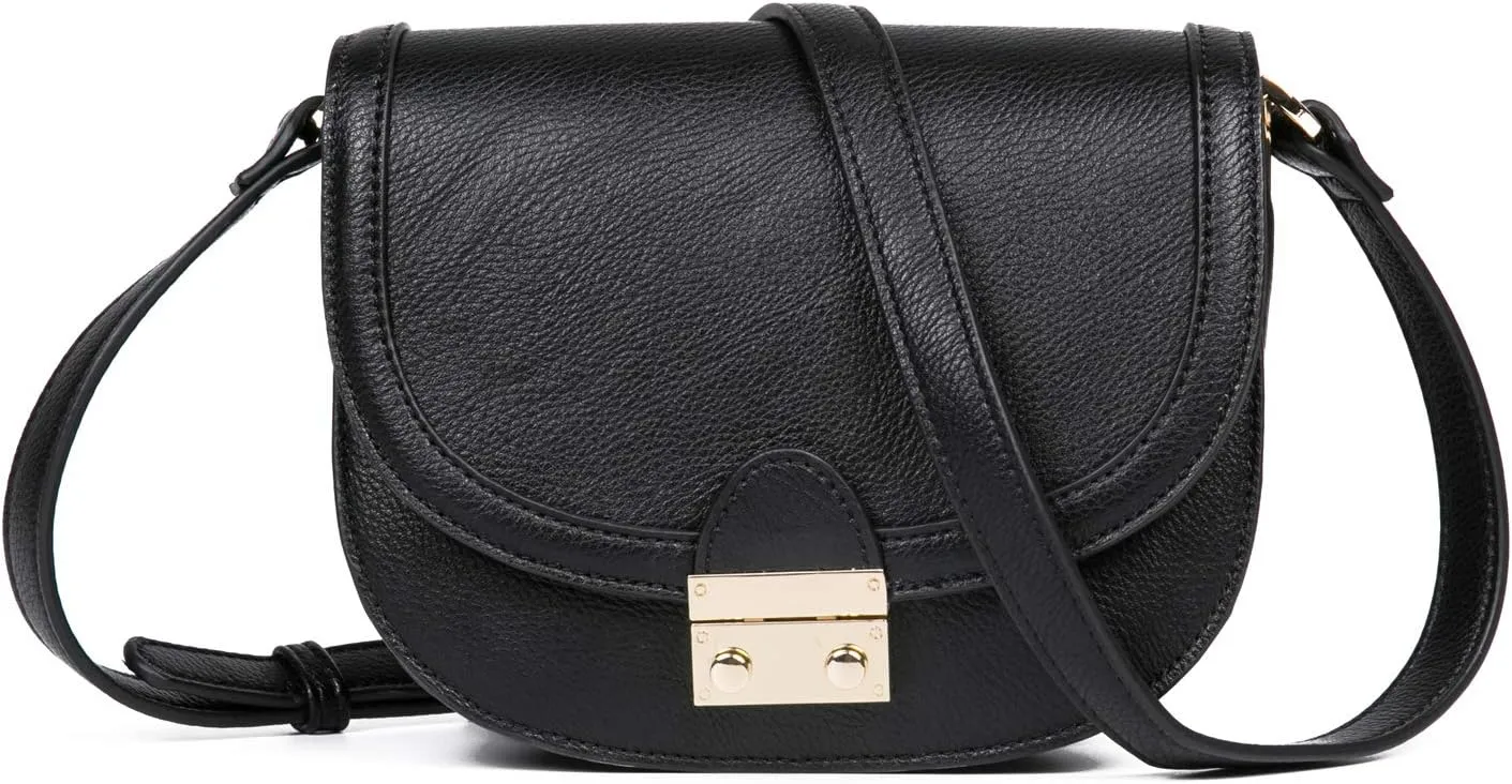 FEVERSOLE Crossbody Bag Vegan Leather Women Retro Small Saddle Satchel Shoulder Bag Tote With Long Adjustable Strap