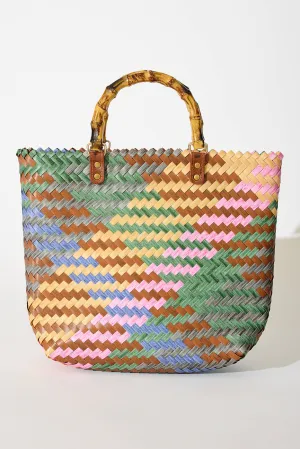 Fiesta Tote Bag In Multi Rattan