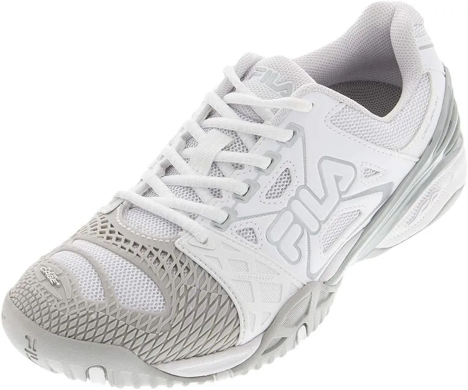 Fila Women`s Cage Delirium Tennis Shoes White and Metallic Silver (6)