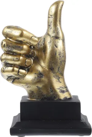 Finger Gesture Desk Statues Golden Hand Sculpture Shelf Thumb Up Gesture Figurines for Home Living Room Cabinet Decoration