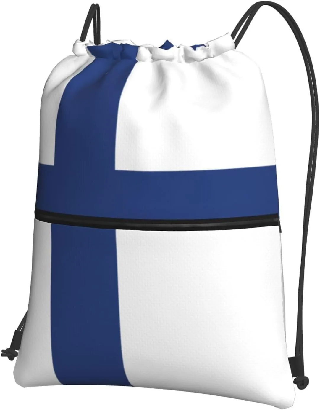 Finnish Flag Drawstring Backpack Sports Gym Bag For Women Men Traveling