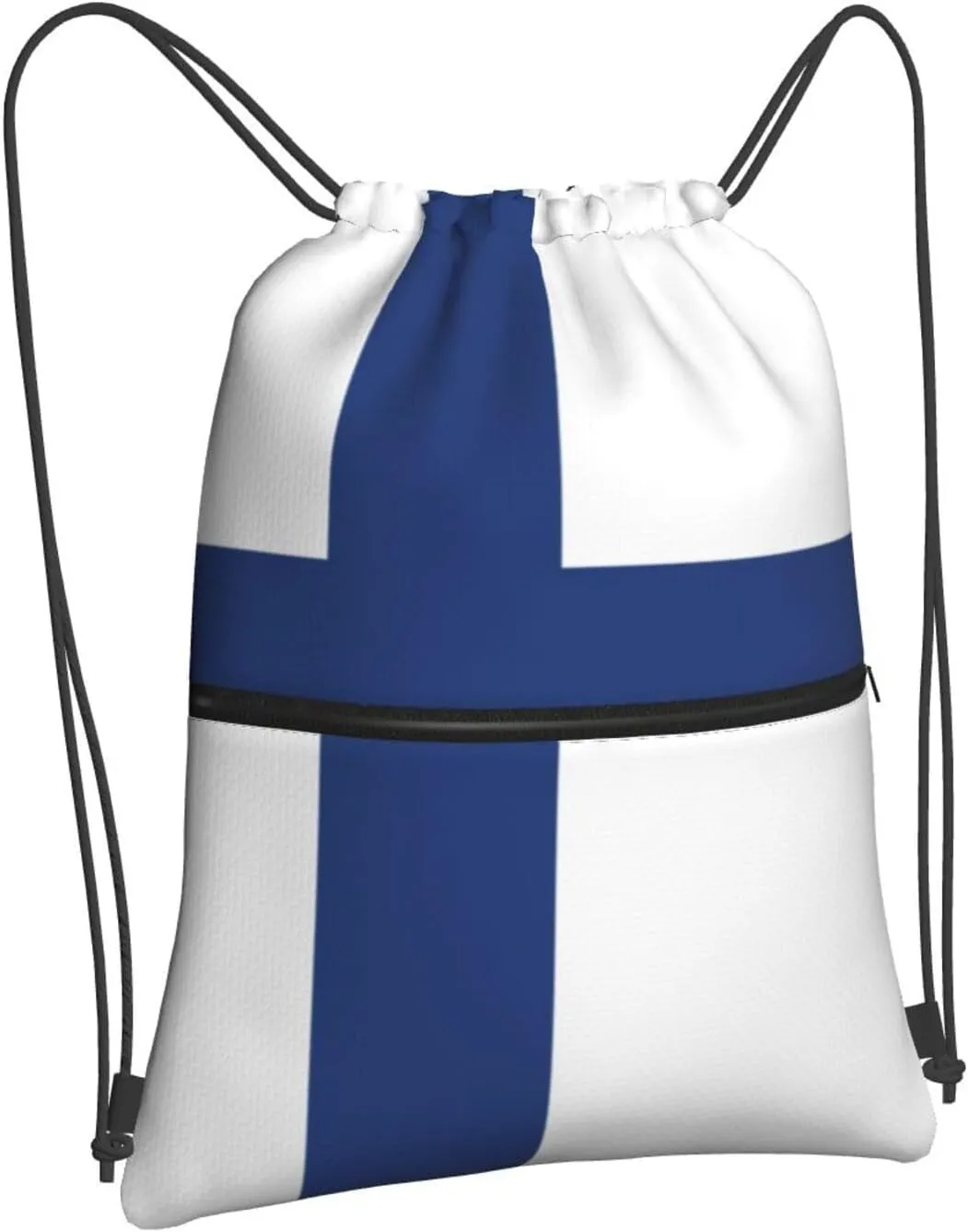 Finnish Flag Drawstring Backpack Sports Gym Bag For Women Men Traveling