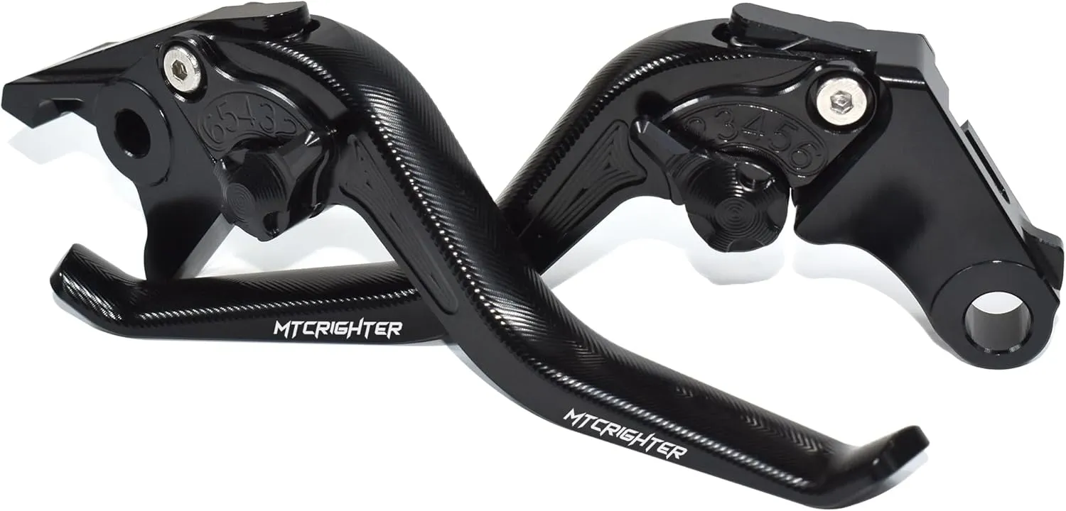 Fishbone Pattern Short Brake Clutch Lever Set Compatible with MV Agusta F3 675/ F3 800 (NOT, AGO, RC, AMG), CNC Aluminum Alloy Made (Black)