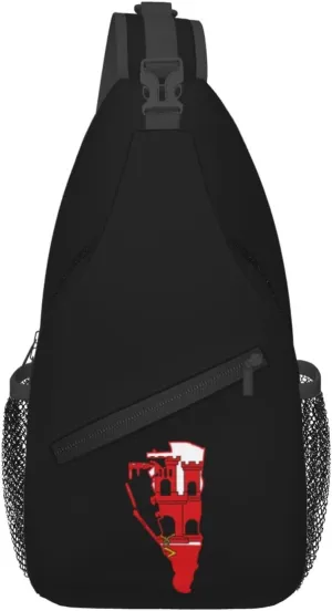 Flag Map of Gibraltar Crossbody Bags For Women Men Chest Backpack Gym Shoulder Bag Travel Outdoor Sports Casual Crossbody Bags