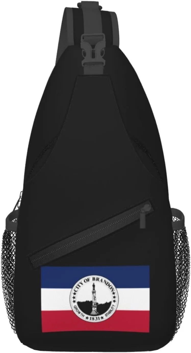 Flag Of Brandon, Mississippi Crossbody Bags For Women Men Chest Backpack Gym Shoulder Bag Travel Outdoor Sports Casual Crossbody Bags