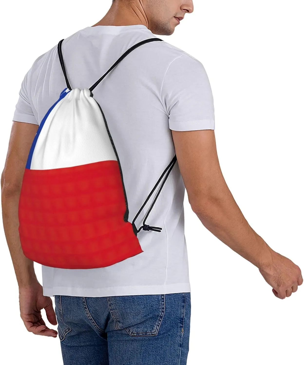Flag Of Chile Drawstring Backpack Sports Gym Bag String Cinch Pouch For Daily Use