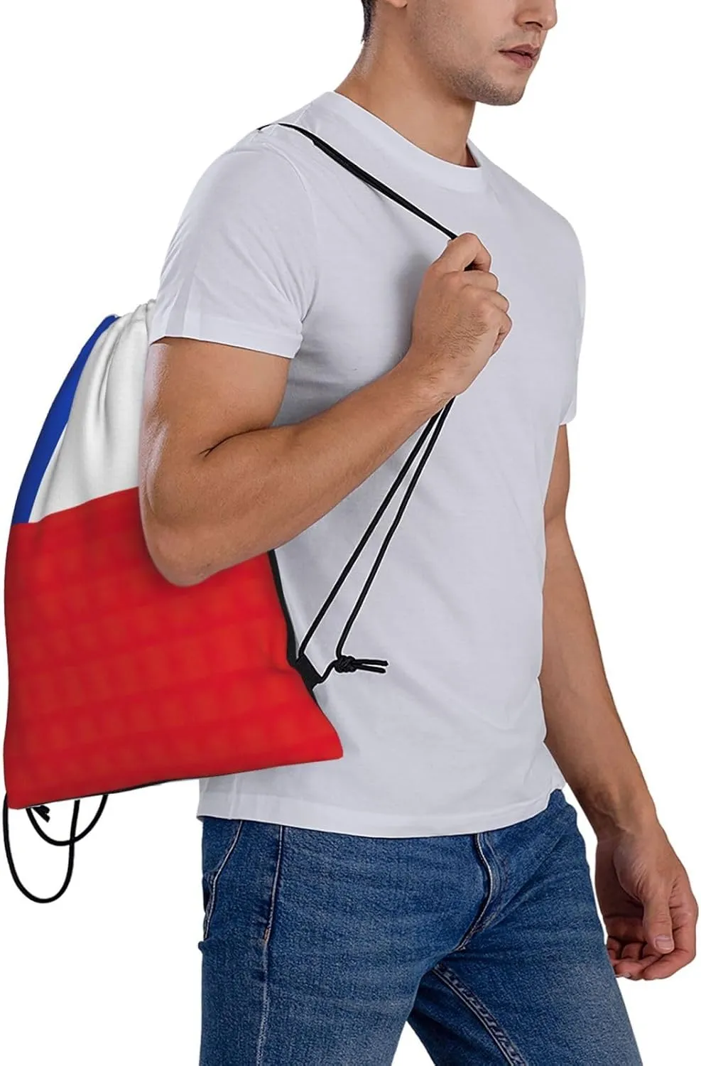 Flag Of Chile Drawstring Backpack Sports Gym Bag String Cinch Pouch For Daily Use