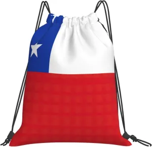 Flag Of Chile Drawstring Backpack Sports Gym Bag String Cinch Pouch For Daily Use