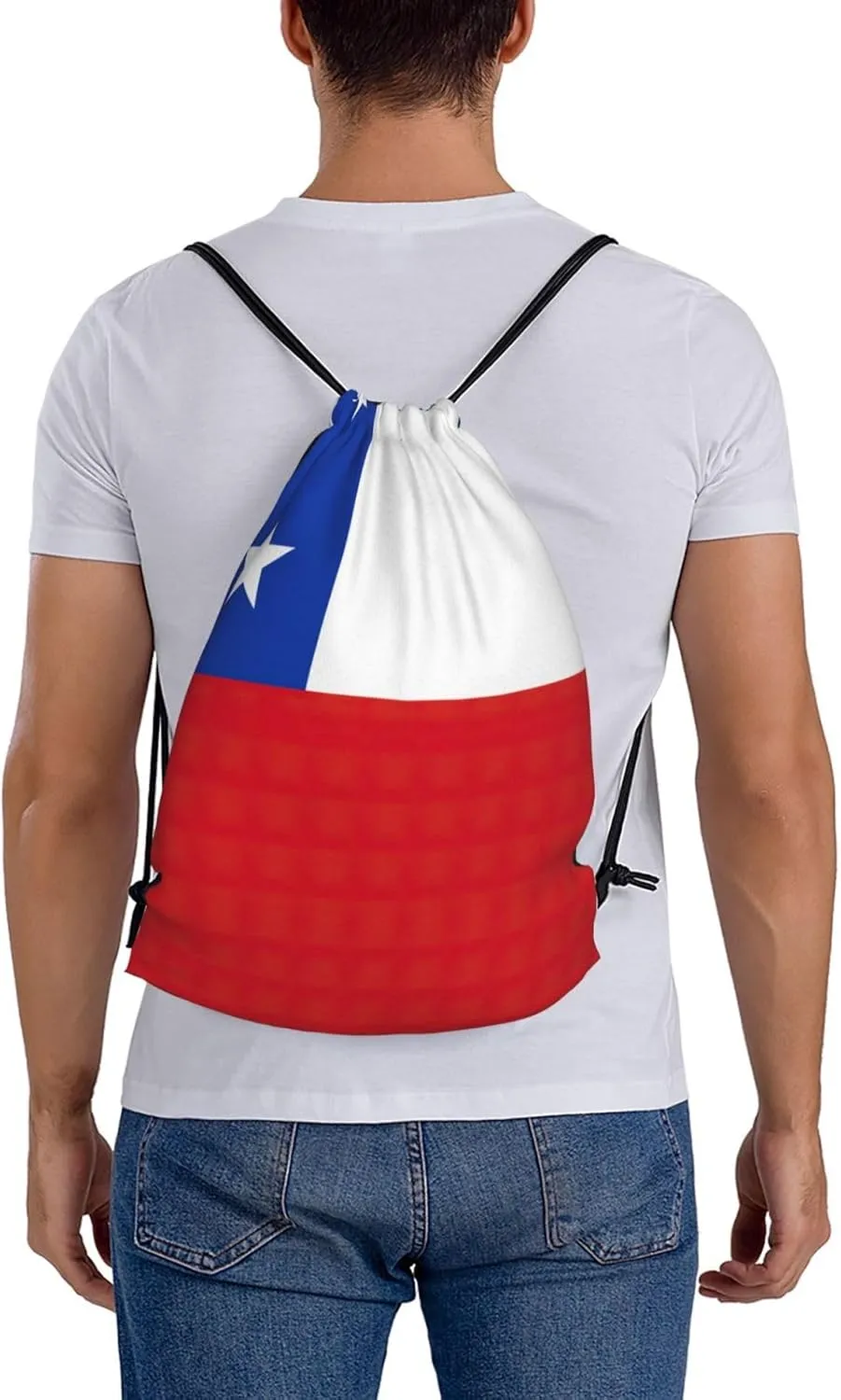 Flag Of Chile Drawstring Backpack Sports Gym Bag String Cinch Pouch For Daily Use