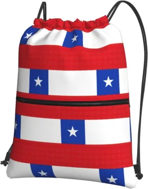 Flag Of Chile Drawstring Gym Bag Sports String Backpack For Beach Picnic, Family Outing