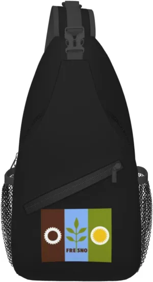 Flag Of Fresno, California Crossbody Bags For Women Men Chest Backpack Gym Shoulder Bag Travel Outdoor Sports Casual Crossbody Bags