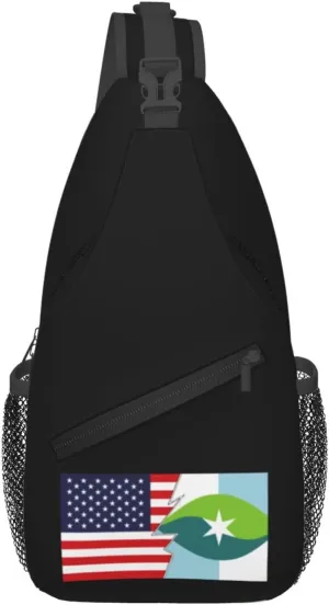 Flag Of Park City, Kansas And America Crossbody Bags For Women Men Chest Backpack Gym Shoulder Bag Travel Outdoor Sports Casual Crossbody Bags